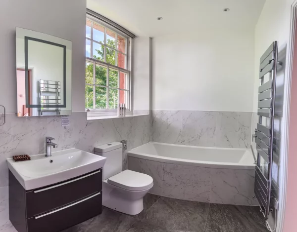 Bathroom Pano 1 - Independent Wheelchair Accessible 2 Bedroom Self Catering Apartment