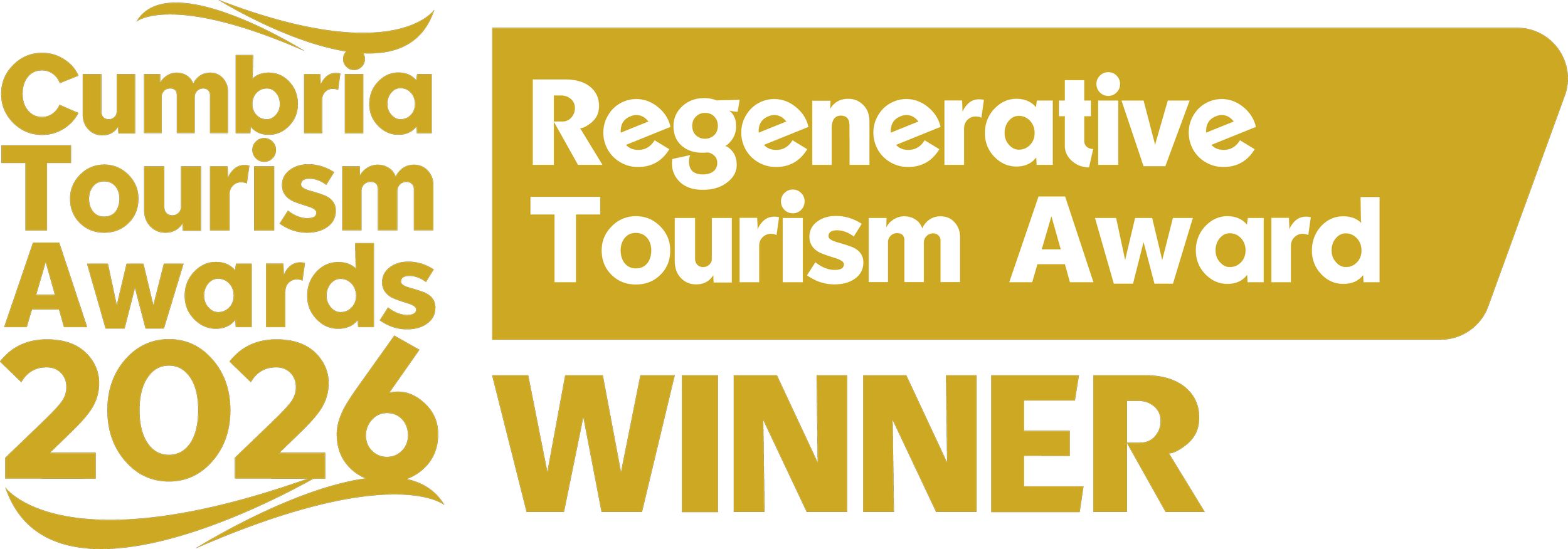 Cumbria Tourism Awards 2026 Regenerative Tourism Award Winner logo in gold and white